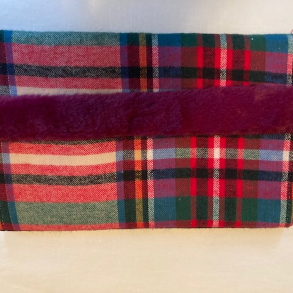 Handmade Plaid Clutch with Velvet Interior and Trim